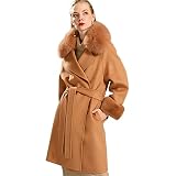 100% Wool Coat For Women Spring Jacket Mink Fur Cuffs Double-Sided Cashmere Coat Camel S