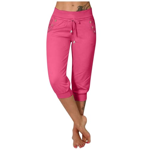 EQWIGKEIT Pantalones cortos para mujer, cómodos 3/4, transpirables, tres cuartos, pantalones cortos informales, pantalones de senderismo al aire libre, verano, hasta la rodilla, pantalones capri