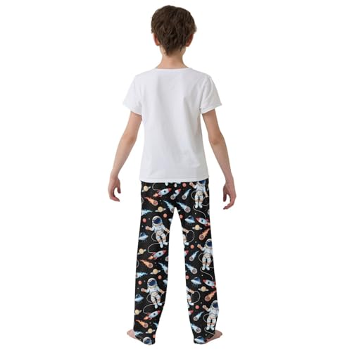 ZZXXB Space Astronaut Rocket Boys Long Pants Soft Trousers Elastic Waist Kids Lounge Bottoms with Pockets S-XL3