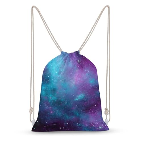 Drawstring Backpack Foldable Draw String Bags Purple Starry Sky Sackpack Sports Gym Bag for Shopping Yoga