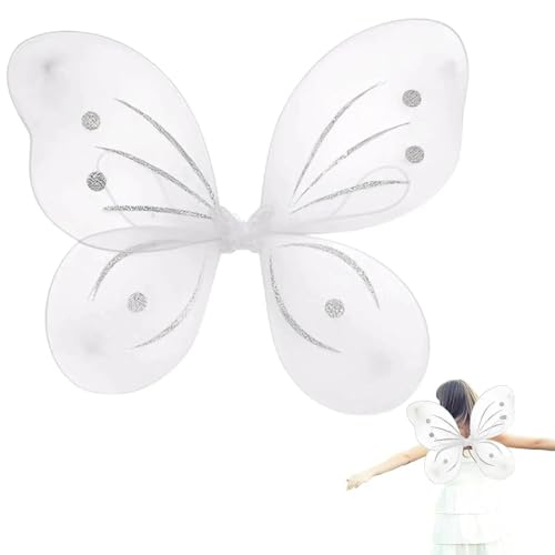AYZDJ Ätherische weiße Feenflügel für Erwachsene 47x37cm transparente Engelsflügel für Halloween-Kostüme und Fotozubehör