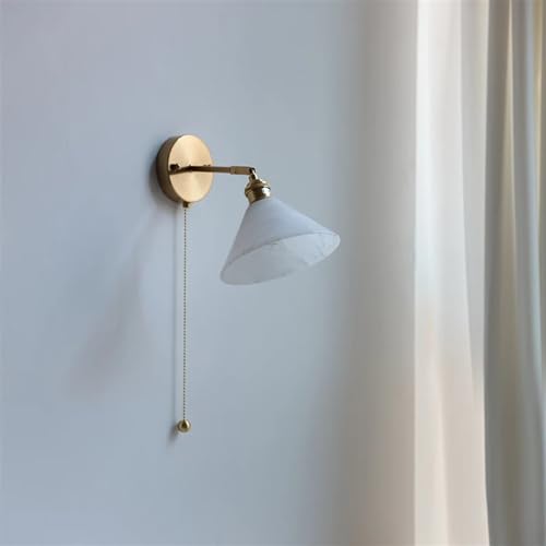 Lámpara de pared LED retro de mármol chino y cobre modelo A para iluminación interior 4