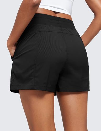 CRZ YOGA Lightweight Casual Shorts for Women 3.5" High Waisted Linerless Athletic Running Hiking Shorts with Zip Pockets2