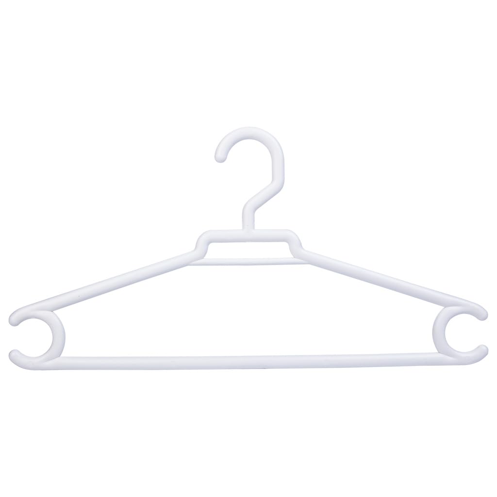 Super Perchas de Plástico Resistentes para Adulto | Color Blanco | Pack 72 Unidades | Tamaño 42x21 cm | Perchas Ligeras y Reforzadas para Abrigos, Trajes y Chaquetas - Fabricado en España