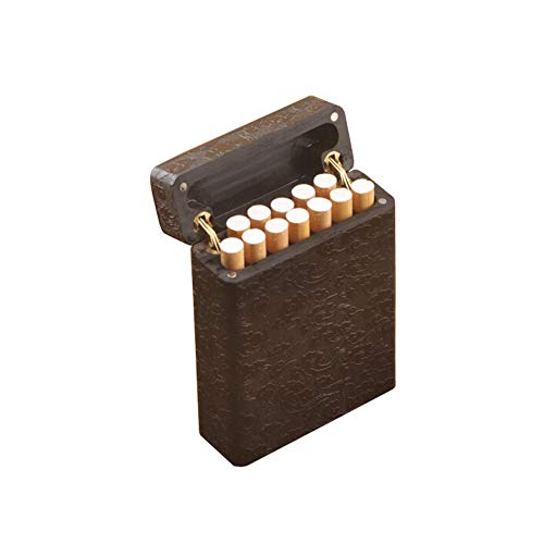 XIONGHAIZI 12-Pack, portasigarette in Mogano massello di Legno massello di Ebano, Set di Flip d'uso per Fumatori, Alta qualità Manda Il miglior Regalo di Leadership, Padre, fida