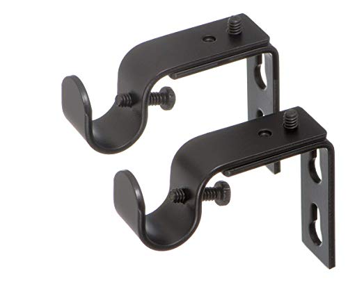 Ivilon Short Projection Brackets for Curtain Rods - for 1/2 or 5/8 Inch Rods. Set of 2 - Antique Black