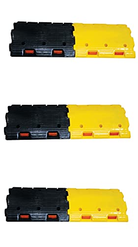 Image of ABS INDUSTRY Safety Speed Breaker 75mm PVC Road Hump Pack Of 3 Meters (3 Black and 3 Yellow Breakers)