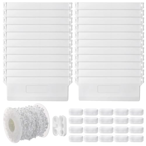 20 Stück Lamellenvorhang Beschwerungsplatten 127mm mit 10m Weiße Kette Rollokette, 20 Kettenverbinder, Lamellenvorhang Ersatzteile Zubehör Gewichte für Vertikaljalousie Vorhang Tür Fenster Zubehör