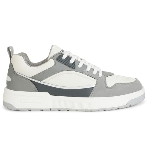 Image of Liberty Leap7x LAPON-1E Men's Casual Lacing Sneakers, Beige, Black & Light Grey | Suitable For Walking Travel, College, Office | Comfortable Lace-Up Casual Shoes | Lightweight Stylish Fashion Footwear