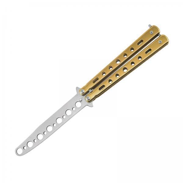5xUnsharpened Butterfly Knife Comb Butterfly Knife for Camping Beginners Sport Gold-picture-18