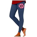 QJDFLL Damenmode Casual Ribbon Brustkrebs Prävention Thema Druck Slim Fit Yoga Hose Leggings(Blau,XXL)