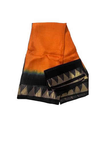 Image of Women's Bhagalpuri Pure Kota Doria Silk Net Saree With Temple Zari Border and Running Blouse Piece