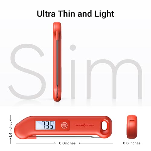 Professional Meat Thermometer Digital, ±0.5℉ NIST Certified Accuracy, Instant Read Food Thermometer for Cooking Grill, Fully Waterproof, Auto-Rotate Backlit Display, Motion-Sensing On/Off, Red - image 8