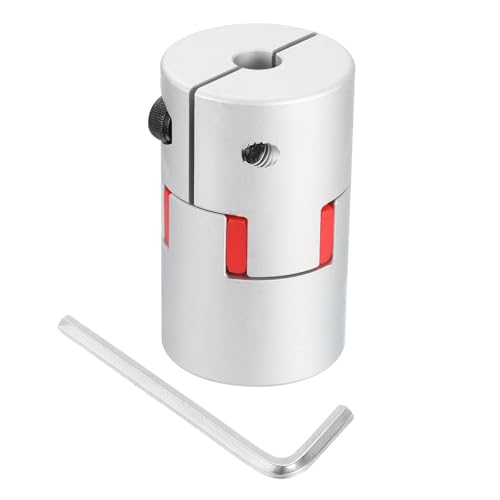 QUARKZMAN D40 L66 10mm bis 10mm Flexible Pflaumen Wellen Kupplung Aluminium Motor Anschluss Flexible Spider Kupplung für 3D Drucker CNC Maschine und Servo Schrittmotor (Silber Farbe/Rot)