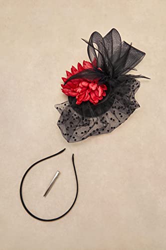 BABEYOND Fascinator Hat Veil Feather Fascinators Hair Clip Tea Party Pillbox Derby Hat Fascinator Bridal Wedding Veil