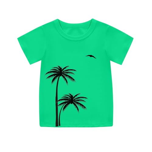 Image of Girls Hawaiian Print Beach T-Shirt Crew Neck Tops Summer Casual Short Sleeve Vacation Tees for Kids Teen 1-14 Years