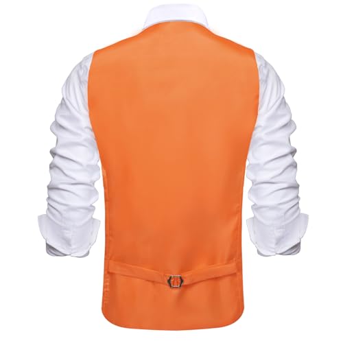 Image of Hi-Tie Men's Formal Suit Vest Solid Fit Vest for Men 3 Pockets V Neck Waistcoat Business Wedding Casual