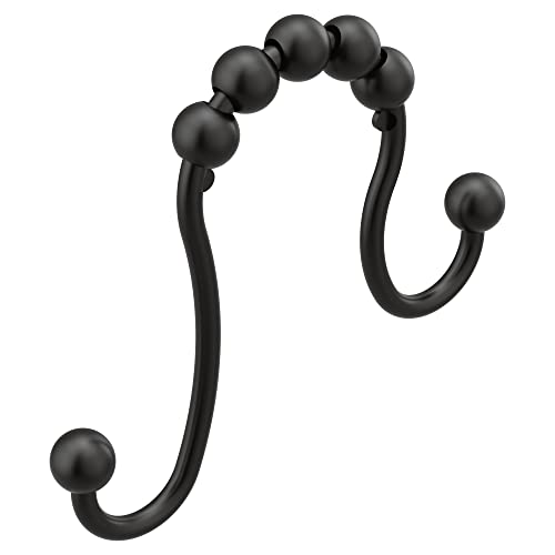 Moen Matte Black Shower Curtain Rings, Pack of 12, SR2201BL - image 1