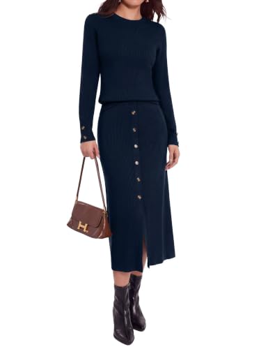Glamaker Fall Skirt Sets Women 2 Piece Outfits Sweater Dress