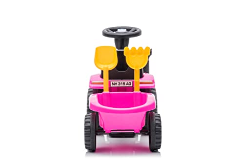 Kinder Rutschauto Rutschfahrzeug New Holland Traktor mit Anhänger Rutscherfahrzeug Kinderauto Kinderfahrzeug Laufhilfe mit Hupe Kunststoff (Rosa) – Bild 6