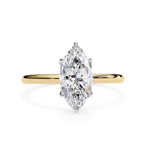 14k Yellow Gold Finish 2.30Ct Marquise Cut Diamond Womens Engagement Wedding Band Ring 925 Sterling Silver