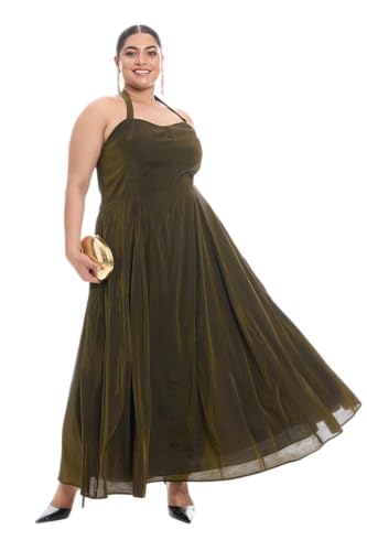 Beyond the Curve - VIRGIO Black Halter Neck Sweetheart Midi Dress for Women, Evening Party Midi Dress for Date Night Styling, Cocktail Fashion, Celebration Wear and Western Fashion Size 6XL Deal