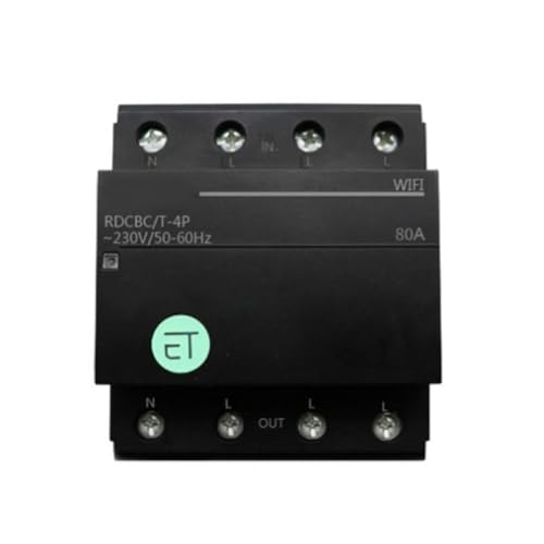 Zoegneer Commutateur de relais intelligent WiFi 2,4 GHz - Télécommande - Disjoncteur 4P triphasé - Contrôle par application numérique - Moniteur d'alimentation automatique - Disjoncteur WiFi (4P-63A)