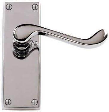 Golden Grace Victorian Scroll Latch Door Handles In Polished Chrome Hinges & Latches Pack - 3 Sets - 120mm X 40mm - View #10