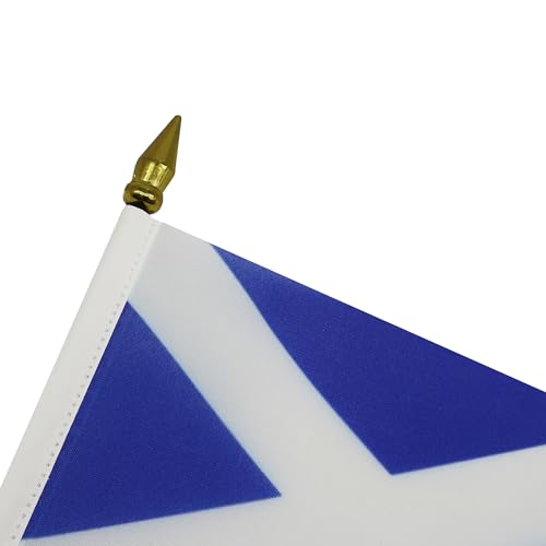 AZ FLAG - Tischflagge Schottland - 15x10 cm Goldene Splitze - Schottische Tischfahne 10 x 15 Cm - Flaggen