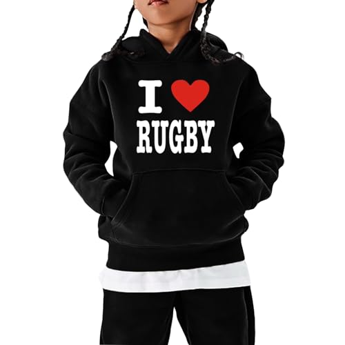 Boy's Fleece Sweatshirts Football Fans Sports Gift Teen Sweatshirt Vintage Rugby Player Sports Pocket Pullover