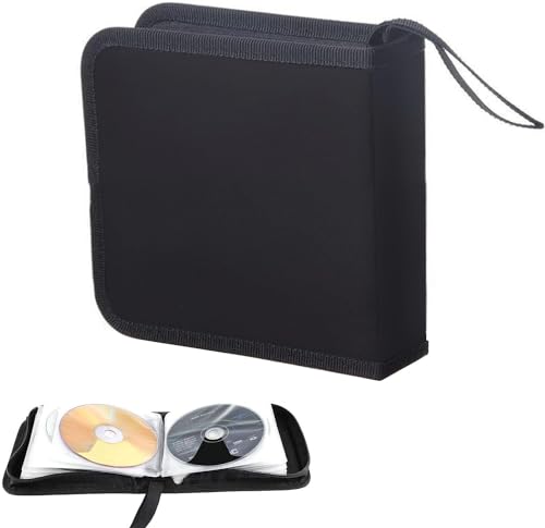 Ruikcoll Sac CD, Sac de Rangement CD pour Voiture et Maison, Sac de Rangement pour disques CD DVD pour 40 disques (Noir)