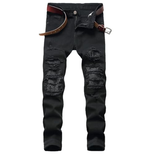 Men Street with Holes Peaks Slim Fit Jeans