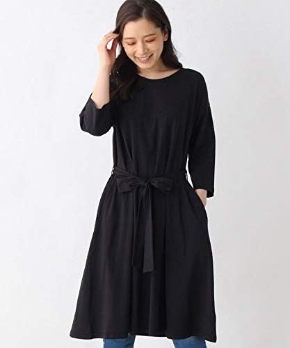 Amazon シューラルー ミドルワンピース M Ll スーピマ混ベルテッド8分袖ワンピース C レディース ワンピース チュニック 通販