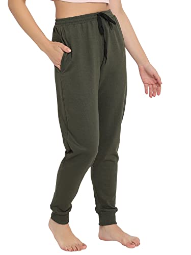 Image of Clovia Women's Chic Basic Cuffed Joggers Pyjama in Grey