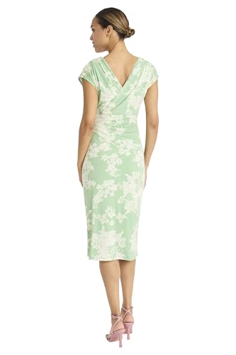 Image of Maggy London Women's Floral Midi Dress with V-Neck and Cap Sleeves - Elegant Summer Casual Wear for Women