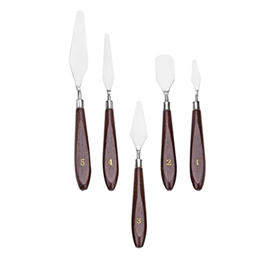 EXCEART Fine Art Painting Tools 5pcs Oil Painting Scrapers Paint Mixing Spatulas Pallet Knife Pigment Scrapers Decorative Spatula for Artists and Painters