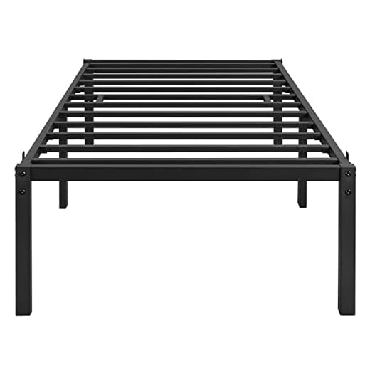 Yaheetech 18 inch Metal Platform Bed Frame Twin with Steel Slat Support and Underbed Storage Space Non-Slip Mattress Foundation No Box Spring Needed Tool-Free Assembly Black