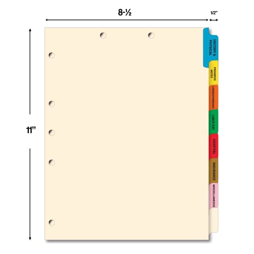 Doctor Stuff - Stock Medical Chart Dividers, 80 Sets Of 8 Popular Healthcare Index Tabs, Side Tab, 9" X 11", Tabbies 54505 Style, File Folder Organizer For Nursing Patient Charts And Medical Records #TOP4