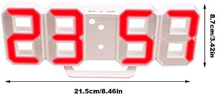 DIYARTS LED Digital Alarm Clock Fashion Smart Wall Clock Can Adjust The LED Brightness Automatically In Night for Bed Room and Kids Desk Clock (White-Red)