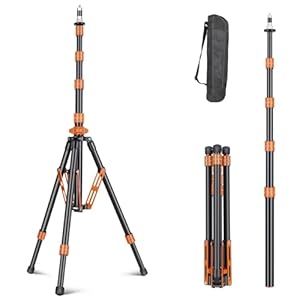 Portable Light Photography Tripod Stand,Adjustable Aluminum Light Stand,Reversible Portable Studio Lighting Tripod for Output Lighting/Strobe Light/Webcams/Cameras/Softbox with Carrying Bag