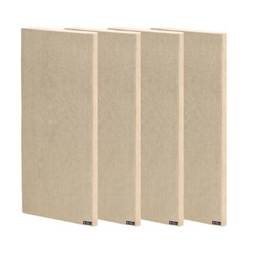 Image of Timber Acoustics | Sound Absorption Panels | Rockwool | Sound proofing for Room | Pine-wood | Room Acoustics & Soundproofing | Noise Absorber for Home | 2' x 4' x 1 inch [SET OF 4] NRC > 0.90 (Beige)