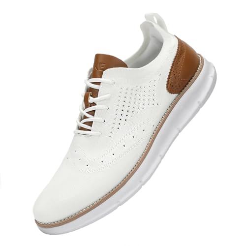 SVNKE Zapatos de Cordones Zapatillas de Vestir Clásico Oxfords Formales Derby para Hombre Boda Negocios Blanco 46