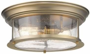 Z-Lite 2 Light Flush Mount 727F13-HBR, Clear Seedy, 14" Round