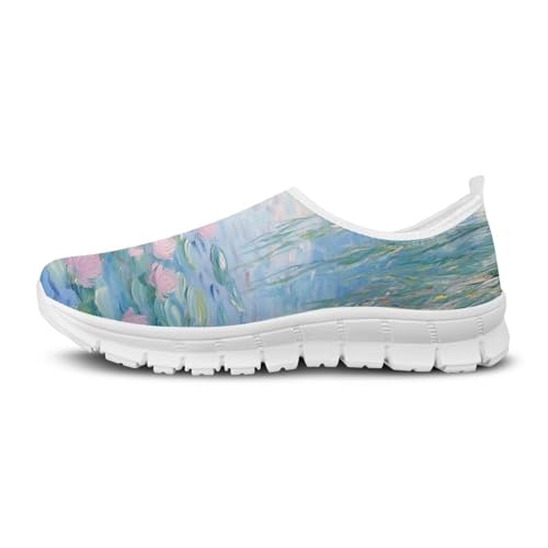 Image of Floral Sneakers for Women Colorful Art Shoes for Women Slip On Casual Work Shoes