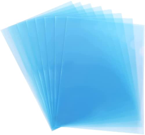100 Pcs - Blue A4 Cut Flush Plastic Folders Open Top & Side Cut Flush File Cover Sleeves Gloss & Plain 12mm L-Type Project Pockets Report File Document Storage Wallet Sheet Protectors