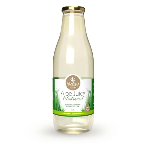 Aloe Vera of Australia Aloe Juice Natural in Glass Bottle, 1 Litre