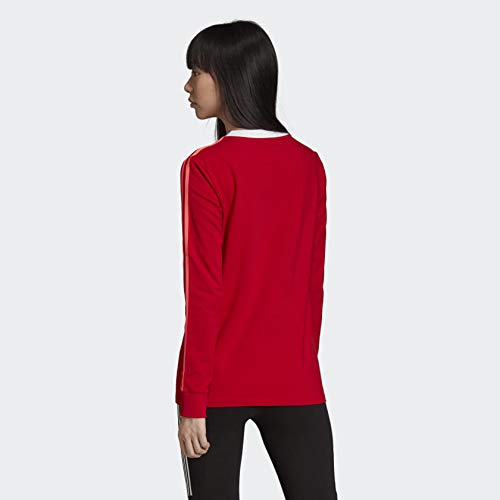 adidas Originals Women's 3-Stripes Long-Sleeve Tee, Scarlet, Medium