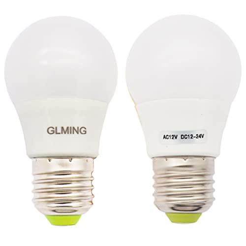 GLMING Bombilla LED de cerámica E27, 3 W, 6 – 5730 SMD, 12 V, bajo voltaje, 30 W, lámpara incandescente de repuesto, luz blanca fría, paquete de 2
