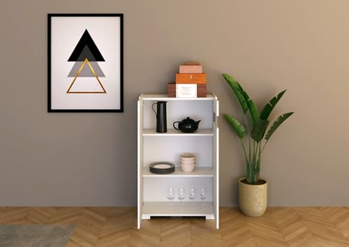 Aparador alto Itamoby blanco brillante de 70x35x110 cm con 2 puertas para almacenamiento 4