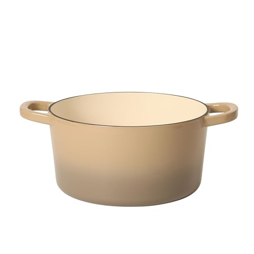 Image of Crock-Pot Artisan 5-Quart Enameled Cast Iron Dutch Oven Pot with Lid, Round, Gradient Taupe, Oven Safe Cookware